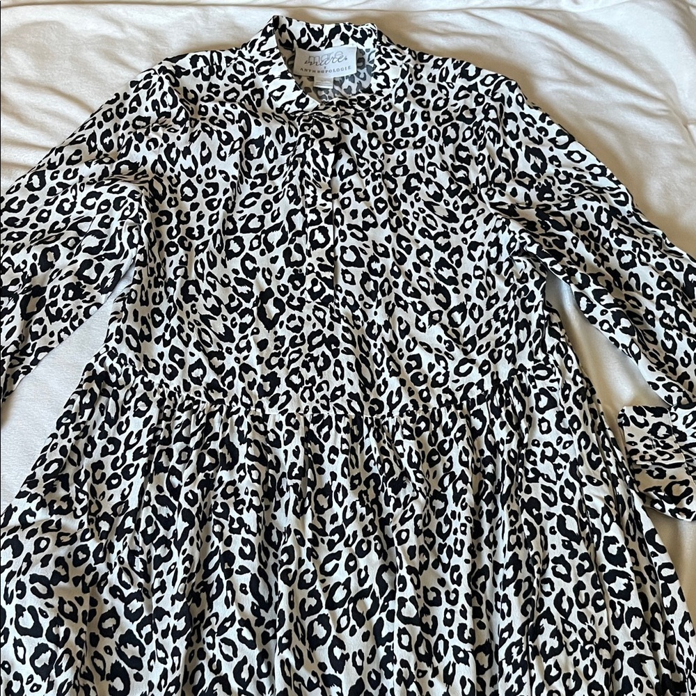 Anthropologie Mare Mare Lynda Maxi Dress Black White Leopard Ruffle Pockets - Picture 6 of 9